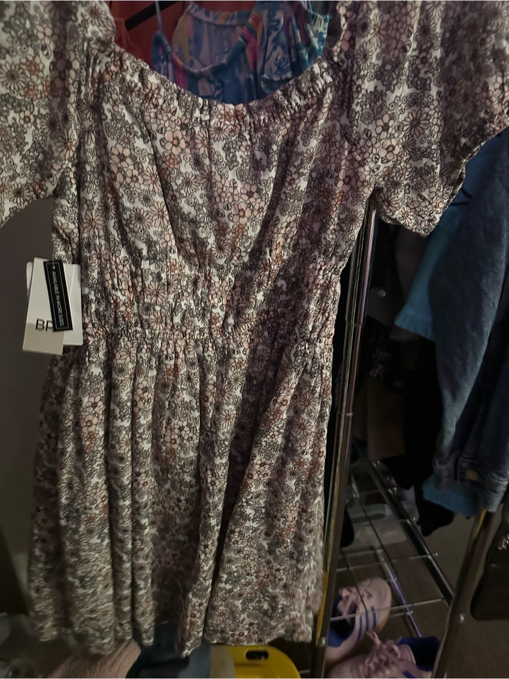 Nordstrom Bp Womens Ivory Seventies Floral Dress size S nwt